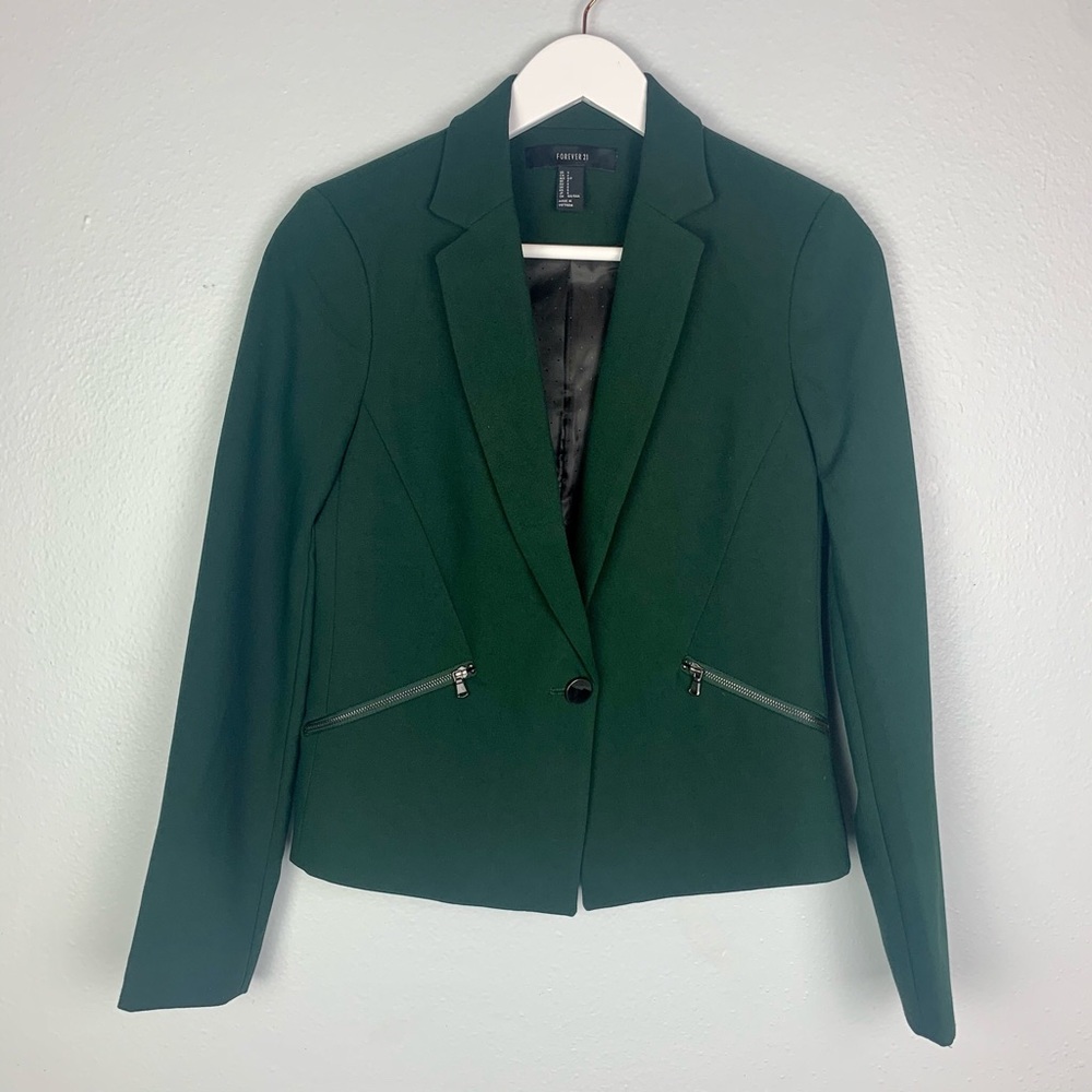 Forever 21 Dark Green One Button Blazer | SZ S